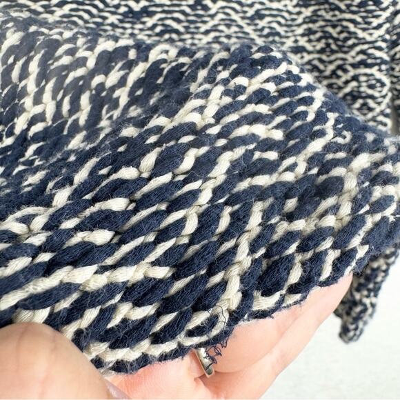 J. Crew Relaxed Wideneck Boxy Thick Textured Knit Sweater Navy M Preppy Minimal - Picture 7 of 14